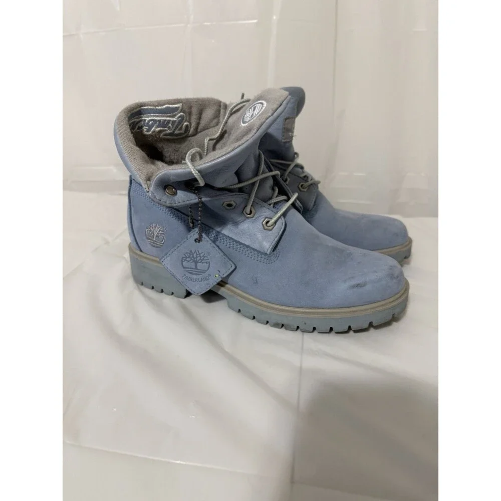 Timberland Premium 6 Inch Waterproof Boots Mens Size 7 Blue Nubuck 89361 Lace Up